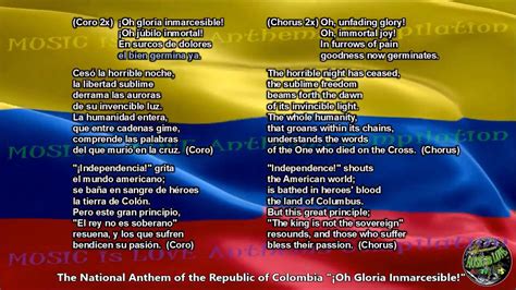 Colombia National Anthem with music, vocal and lyrics ...