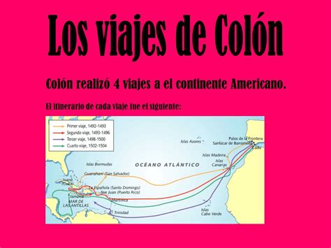 Colón realizó 4 viajes a el continente Americano.   ppt ...