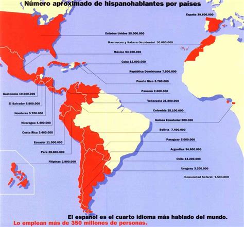 Color coded map of the Spanish speaking world # ...