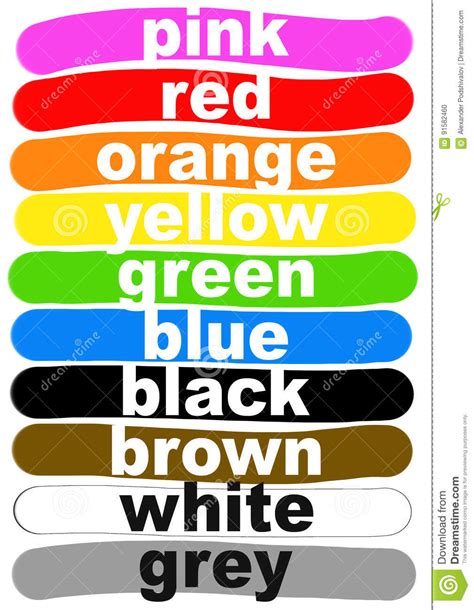 Color names in English stock illustration. Illustration of ...