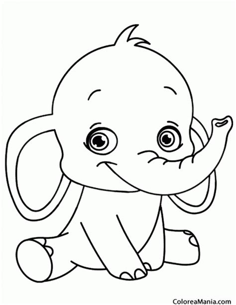 Colorear Elefante beb sonriendo  Animales de la Sabana ...