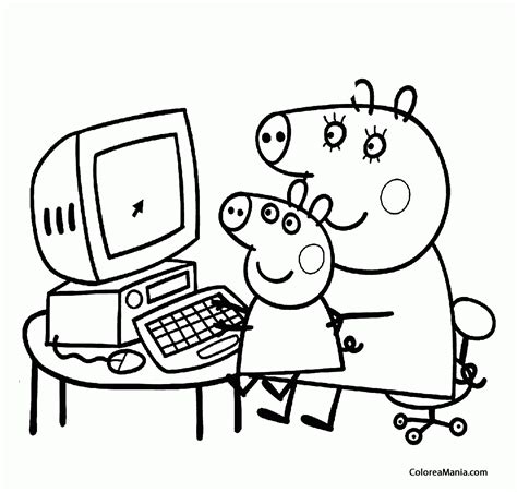 Colorear Mama Pig y Peppa Pig en el ordenador  Peppa Pig ...