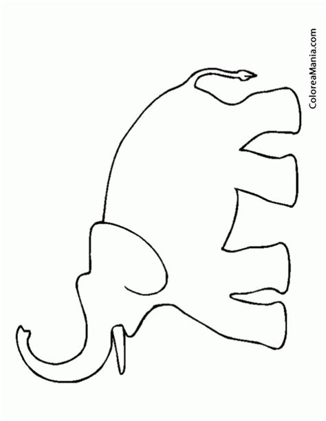 Colorear Silueta Elefante  Animales de la Sabana , dibujo ...