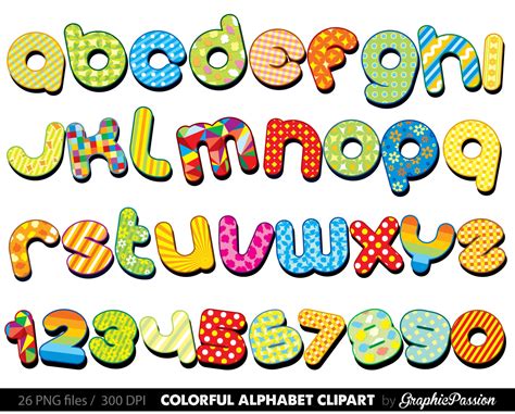 Colorful Alphabet clipart Color alphabet Digital alphabet