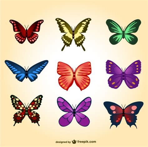 Colorful butterflies set Vector | Free Download