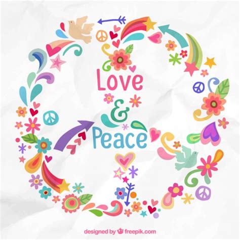 Colorful love an peace background Vector | Premium Download