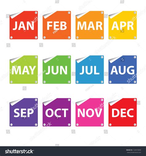 Colorful Month Stickers. Stock Photo 154973099 : Shutterstock