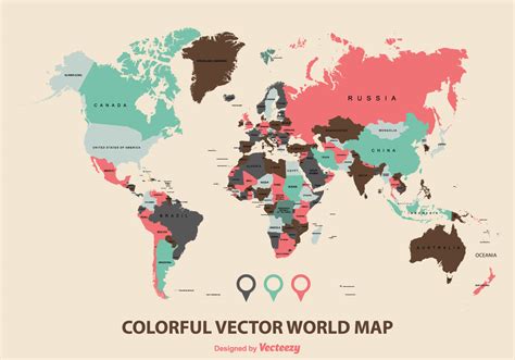 Colorful World Map Vector   Download Free Vector Art ...