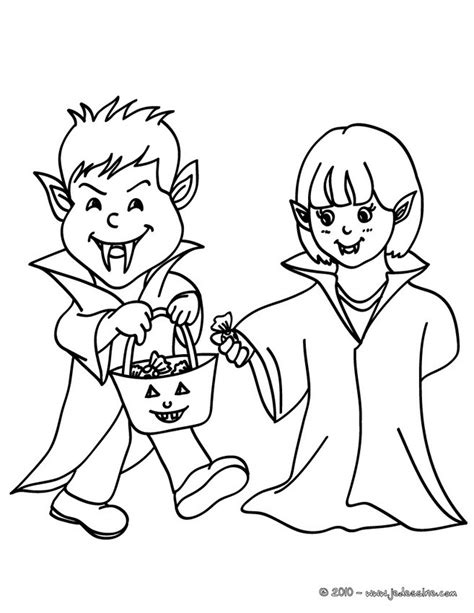 Coloriages 2 enfants deguises en vampire   fr.hellokids.com