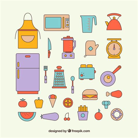 Coloridos iconos de elementos de cocina | Descargar ...