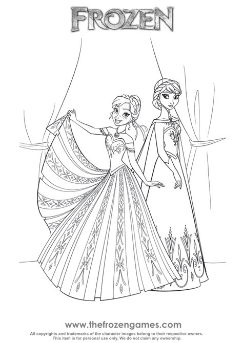 Coloring Anna and Elsa from Frozen : Frozen Games