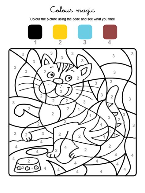 Colour by numbers: gato tigre: Dibujos para colorear