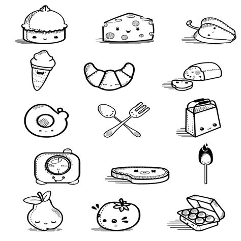 comida kawaii para colorear dibujos de alimentos para ...