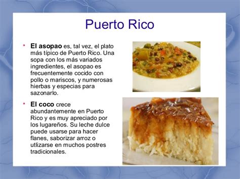 Comidas típicas de Argentina y Puerto Rico.