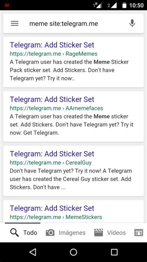 Cómo buscar stickers para Telegram