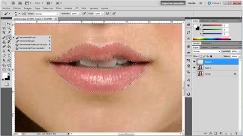 Cómo delinear y Pintar Labios   VideoTutorial de Photoshop ...