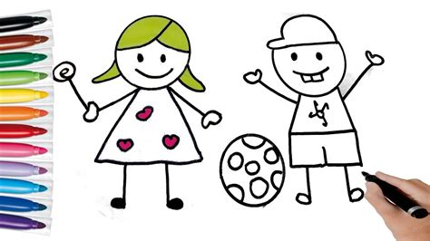 Cómo dibujar a los niños | Niña y niño | Aprender a ...