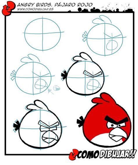Como dibujar al pájaro rojo de los Angry Birds: http://www ...