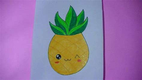 Como dibujar/pintar anana  piña  kawaii   Semana comida ...