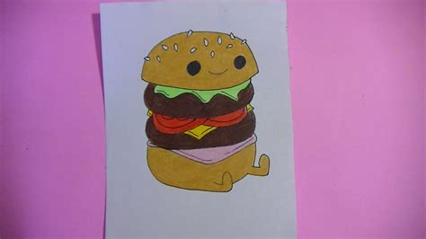 Como dibujar/pintar hambuerguesa kawaii   Semana comida ...
