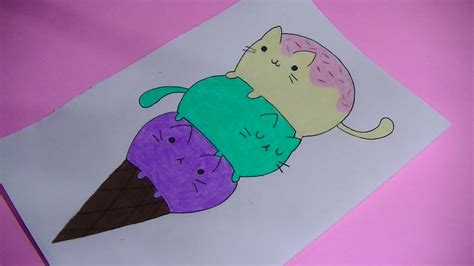 Como dibujar/pintar helado de pusheen  gato    Semana ...