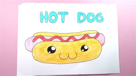 Como dibujar/pintar un hot dog kawaii facil  Comida Kawaii ...