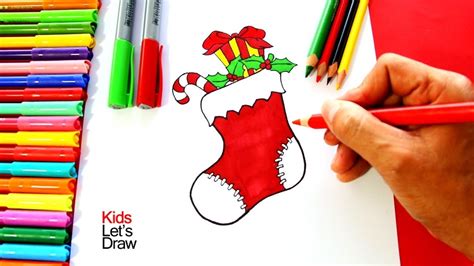 Cómo dibujar un Calcetín de Navidad | How to draw a ...