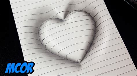 Como Dibujar un Corazón en 3D con Lineas   Dibujos 3D ...