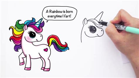 Cómo Dibujar Un Dibujo Animado Unicornio Farting Lindo ...