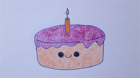 Cómo dibujar un pastel de cumpleaños kawaii   YouTube