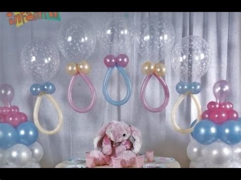 como hacer adornos con globos para baby shower   YouTube