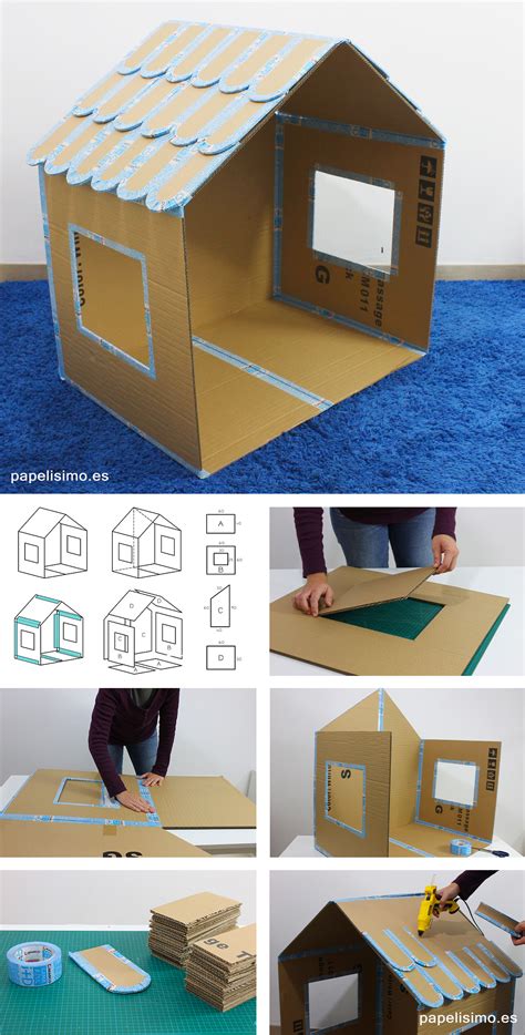 Cómo hacer casa de cartón para niños  Plegable    PAPELISIMO