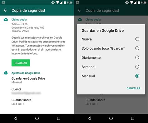 Cómo hacer copia de seguridad en WhatsApp para Android