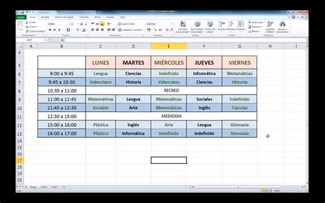 Como Hacer un Horario en Excel