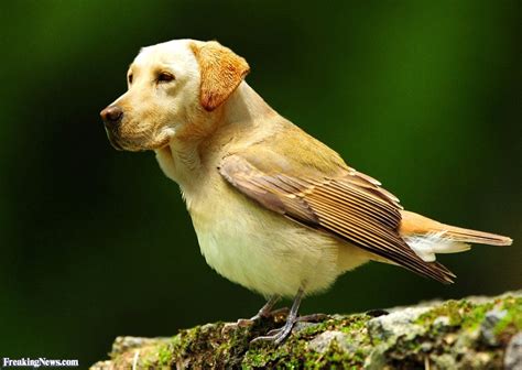 Como se ven distintas aves  pájaros  con cabeza de perros