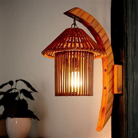 Compra lámpara de pared de bambú online al por mayor de ...
