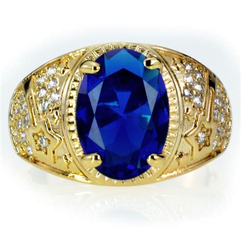 Compra oro anillo de piedra azul online al por mayor de ...