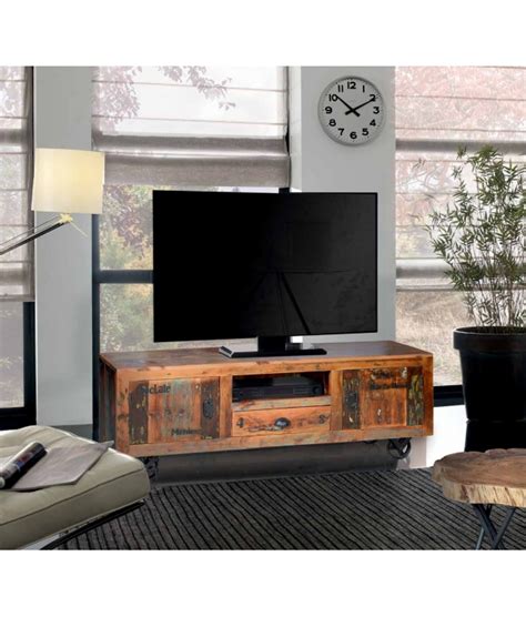 Comprar Mueble de TV vintage en madera reciclada con ruedas