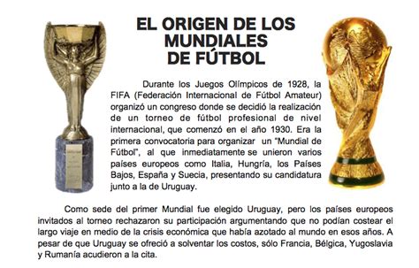 Comprensión lectora:  El origen de los Mundiales de Fútbol ...
