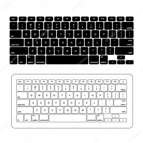 Computadora teclado blanco y negro — Vector de stock ...