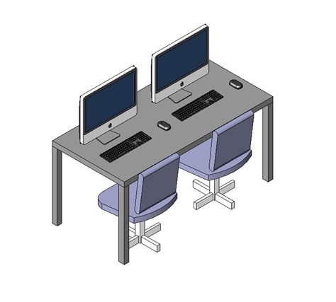 Computer desk revit model and 3D model   CADblocksfree ...