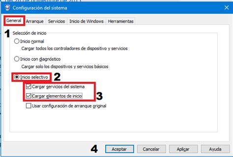Configuración de Inicio Selectivo en Windows 10 ...