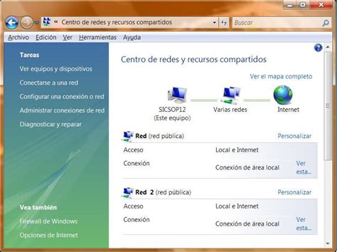 Configuración de la red para Windows VISTA