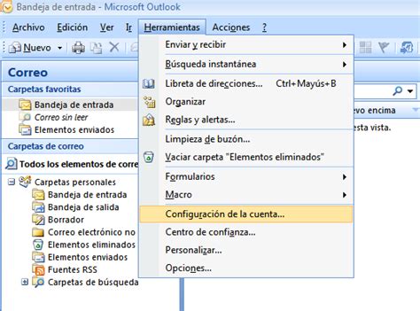 Configurar correo en Outlook 2007