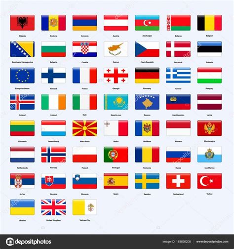 Conjunto de banderas de todos los países de Europa. Estilo ...