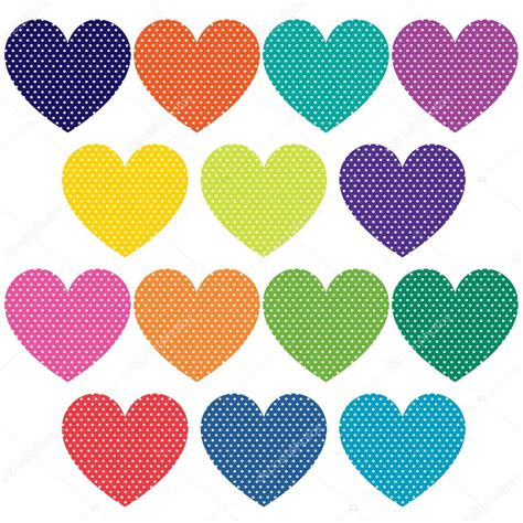 conjunto de corazones de colores decorativos — Vector de ...