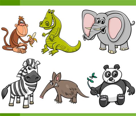 Conjunto de dibujos animados de animales salvajes ...