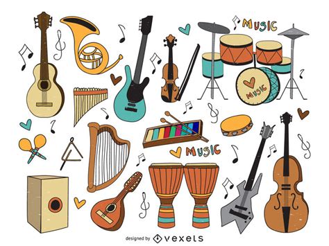 Conjunto de dibujos animados de instrumentos musicales ...