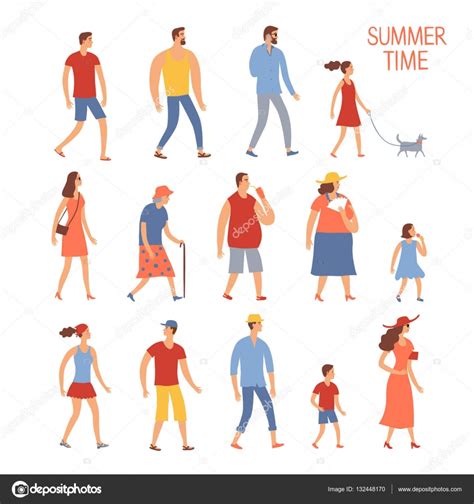 Conjunto de dibujos animados personas en ropa de verano ...