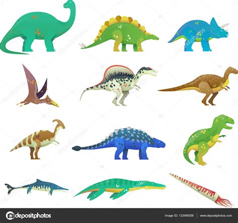 Conjunto de dinosaurio de dibujos animados aislados o dino ...